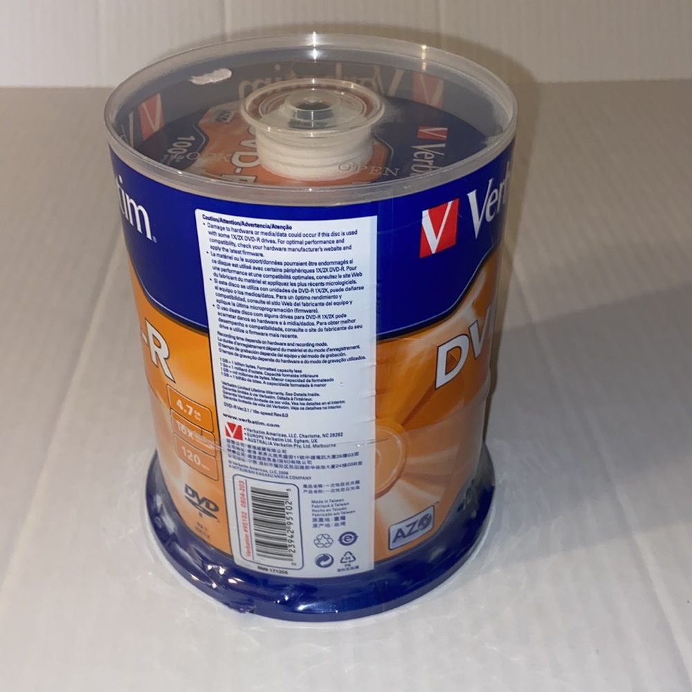 Verbatim New 100 Pack DVD-R Discs - Picture 2 of 10